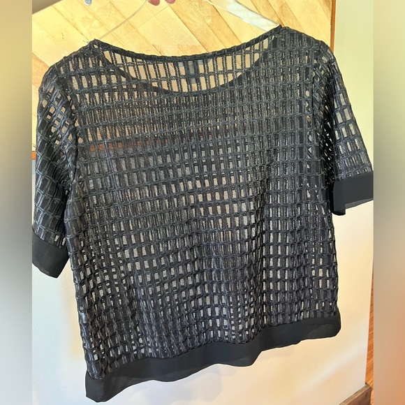 Banana Republic Women’s Mesh Square See Through Short Sleeve Top oversized boxy - Picture 4 of 5